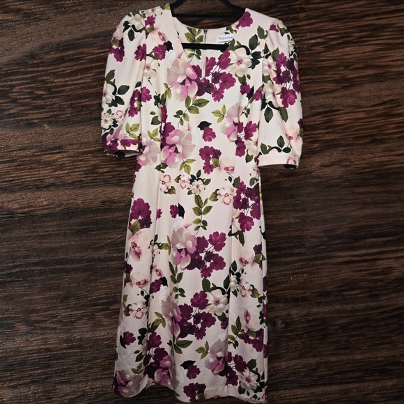 Calvin Klein Dresses & Skirts - Calvin Klein Womens Dress Pink Floral V Neck A Line Sheath Size 6